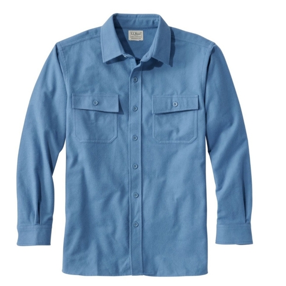 L.L.Bean-Mens Chamois Heavy Flannel Blue Button-Up Shirt W/ Pockets-Size XL Tall - Picture 1 of 5